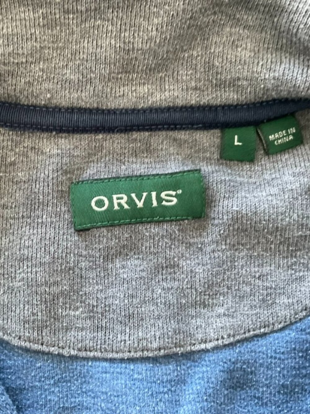 Orvis' Men's Large Half-Zip Blue Sweater Pullover - Great Condition - Picture 3 of 4